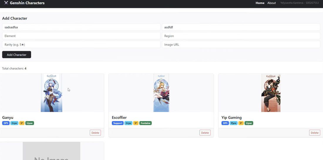 Character Display screenshot